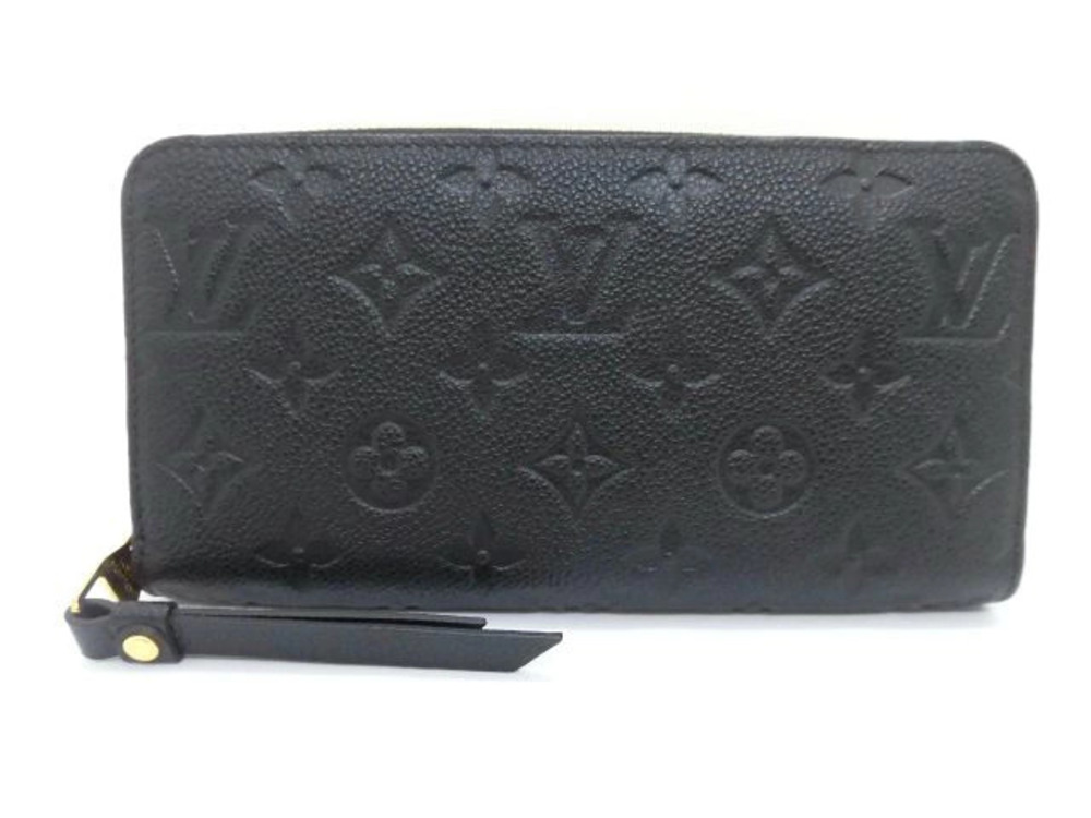 LOUIS VUITTON Monogram Empreinte Zippy Wallet Long Noir Black